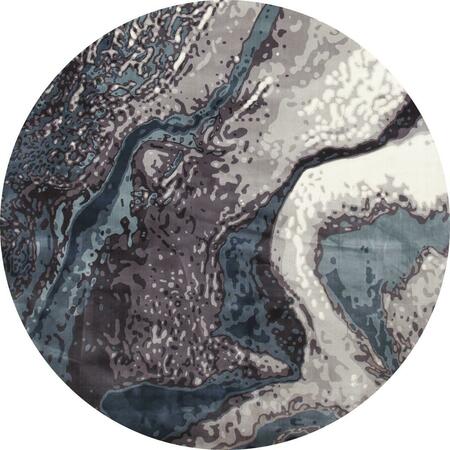 ART CARPET 5 Ft. Titanium Collection Geode Woven Round Area Rug, Aqua 841864116200